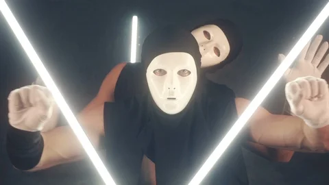 Men in white masks Stock Footage 105727585