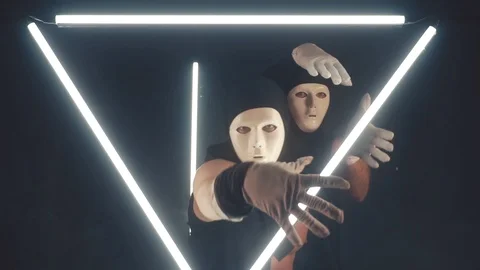 Men in white masks Stock Footage 105728207