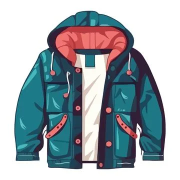 Men winter jacket with hood and pockets Illustrazione stock