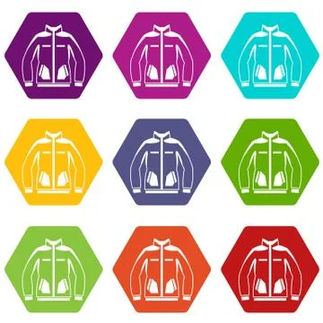 Men winter jacket icon set color hexahedron イラスト素材