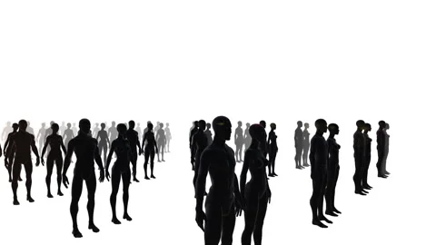 Men women silhouettes people loop animation Stock Footage 148009878