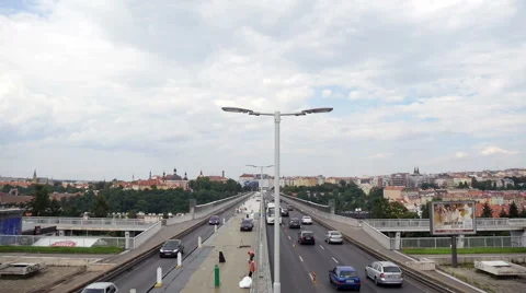 Men work on a bridge in Prague Stock Footage 40726598