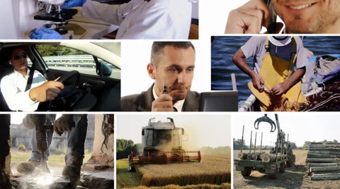 Men at work, collage Video stock 33726583