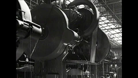 Men work in factories after the great depression in 1932. Stock Footage 102354658