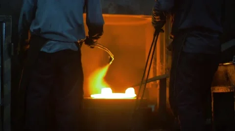 Men at work, forging steel machine inside industrial plant, Stock-Footage 65481877