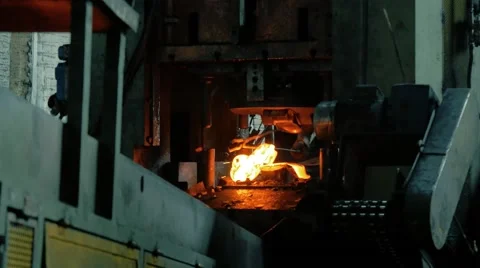 Men at work, forging steel machine inside industrial plant Stock-Footage 65727631