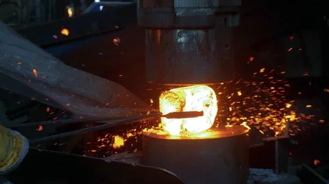 Men at work, forging steel machine inside industrial plant Stock-Footage 65758545