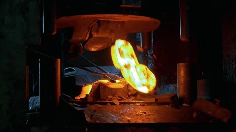 Men at work, forging steel machine inside industrial plant Stock-Footage 65758569