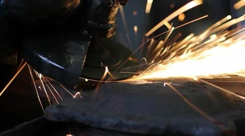 Men at work grinding steel Stock Footage 10718887