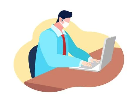 Men work with health protocols Stock Illustration
