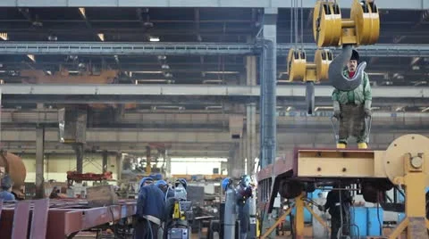 Men at work in metal industry Video stock 10855599