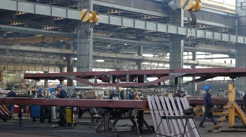 Men at work in metal industry Stock Footage 11042036