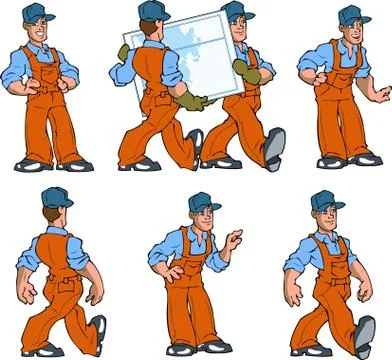Men in work overalls Stock Illustration