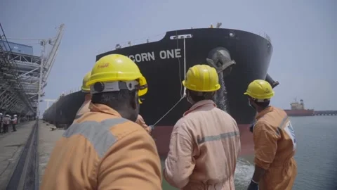 Men At Work Pulling Mooring Line Of A Hu... | Stock Video | Pond5