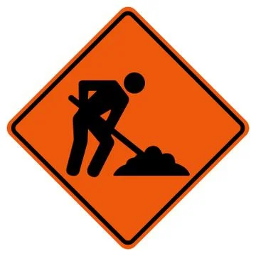 Men Work Road,Under Construction Traffic Road Symbol Sign Isolate on White Ba Illustrazione stock