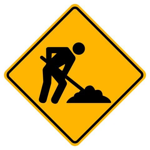 Men Work Road,Under Construction Traffic Road Symbol Sign Isolate on White Ba Illustrazione stock