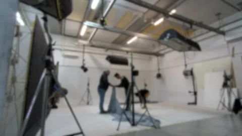Men at work: time lapse of a music video or photoshoot set with hypnotic pattern Stock-Footage 141696412