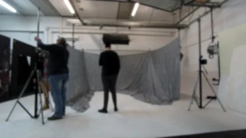 Men at work: time lapse of a music video or photoshoot set with hypnotic pattern Stock Footage 141696577
