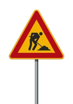 Men At Work triangular road sign Stock Illustration