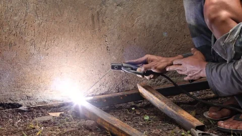 Men At Work Welding Steel Stock Footage 87758973