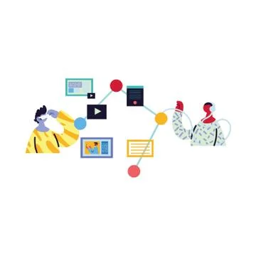 Men working and learning online. 스톡 일러스트