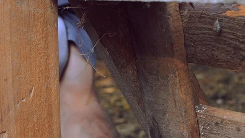 Men Working on Bench Making our of Pallets Stock Footage 125698928