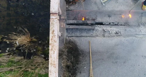 Men working on a bridge construction Stock Footage 161899423
