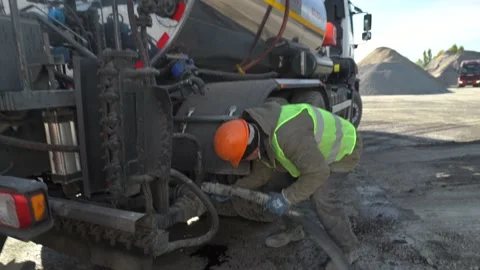Men working with cement car Stock Footage 171371043
