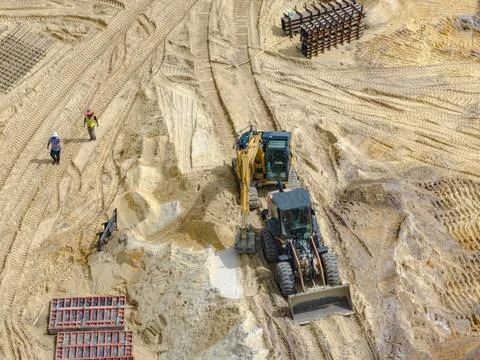Men working on a construction site in delray beach florida Stock Photos