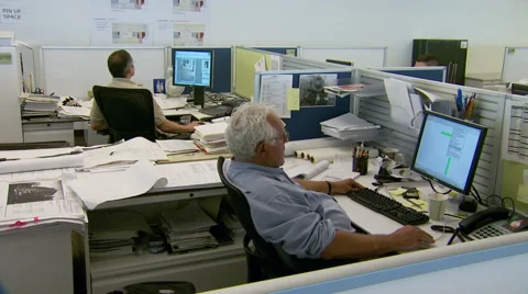 Men Working In Cubical Video stock 45494706