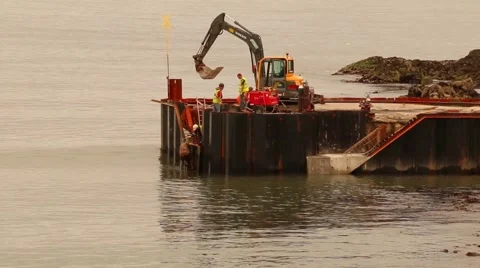 Men working at dock Stock Footage 41094939