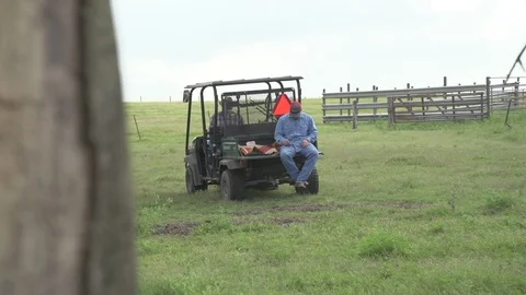 Men working on Farm Ranch and Cattle in countryside Stock Footage 110986104