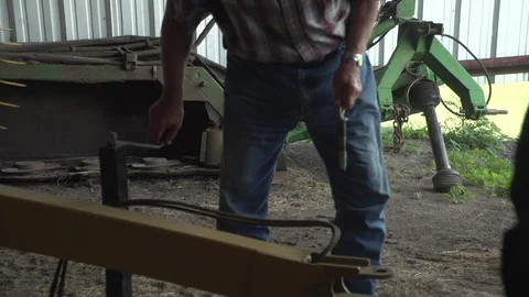 Men working on Farm Ranch and Cattle in countryside Video stock 110998237
