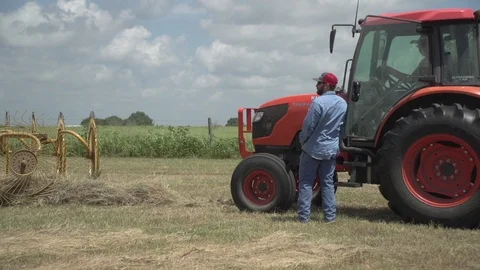 Men working on Farm Ranch and Cattle in countryside Stock Footage 111032499
