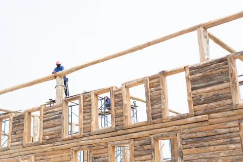 Men working on high ground Stock Photos