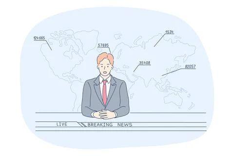 Men working in media, professions, occupation concept 库存插图
