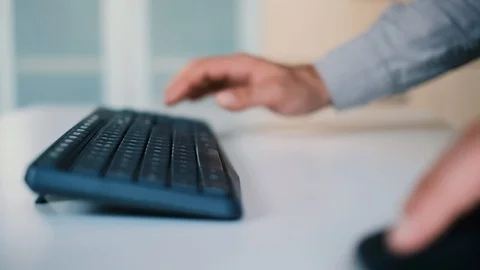 Men working in office, closeup on hands Stock Footage 93621022