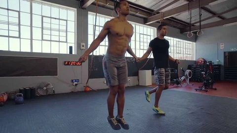 Men working out in gym Stock Footage 71616047