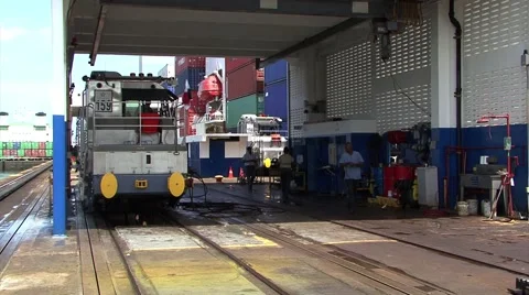 Men working on the Panama Canal Stock Footage