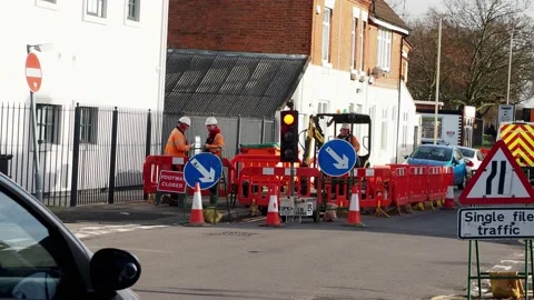 Men working on the road Stock Footage 229613966