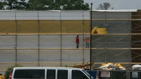 Men Working on Scaffolding Stock Footage 12573722