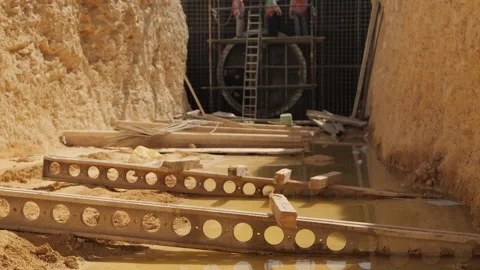 Men working together to build a new tunnel in Riyadh, Saudi Arabia Stock Footage 263715968