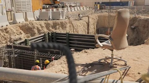 Men working together to build a new tunnel in Riyadh, Saudi Arabia Stock Footage 263715995
