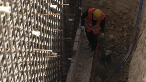 Men working together to build a new tunnel in Riyadh, Saudi Arabia Stock Footage 263716237