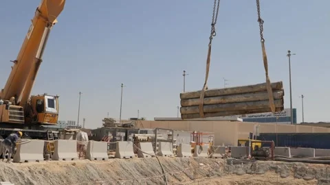 Men working together to build a new tunnel in Riyadh, Saudi Arabia Stock Footage 263716422