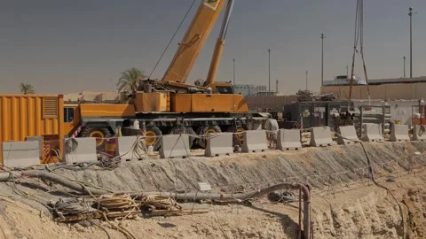Men working together to build a new tunnel in Riyadh, Saudi Arabia Stock Footage 263716880