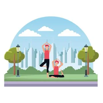 Men yoga poses Stock Illustration