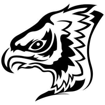 Menacing eagle black outline Stock Illustration