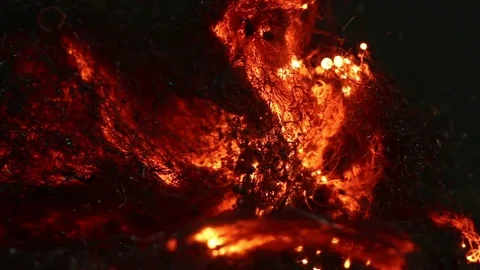 Menacing Fire Glowing and Burning Downwards MAC Stock Footage 74538210