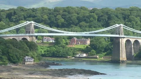 Menai Suspension Bridge Stock Footage 18008291